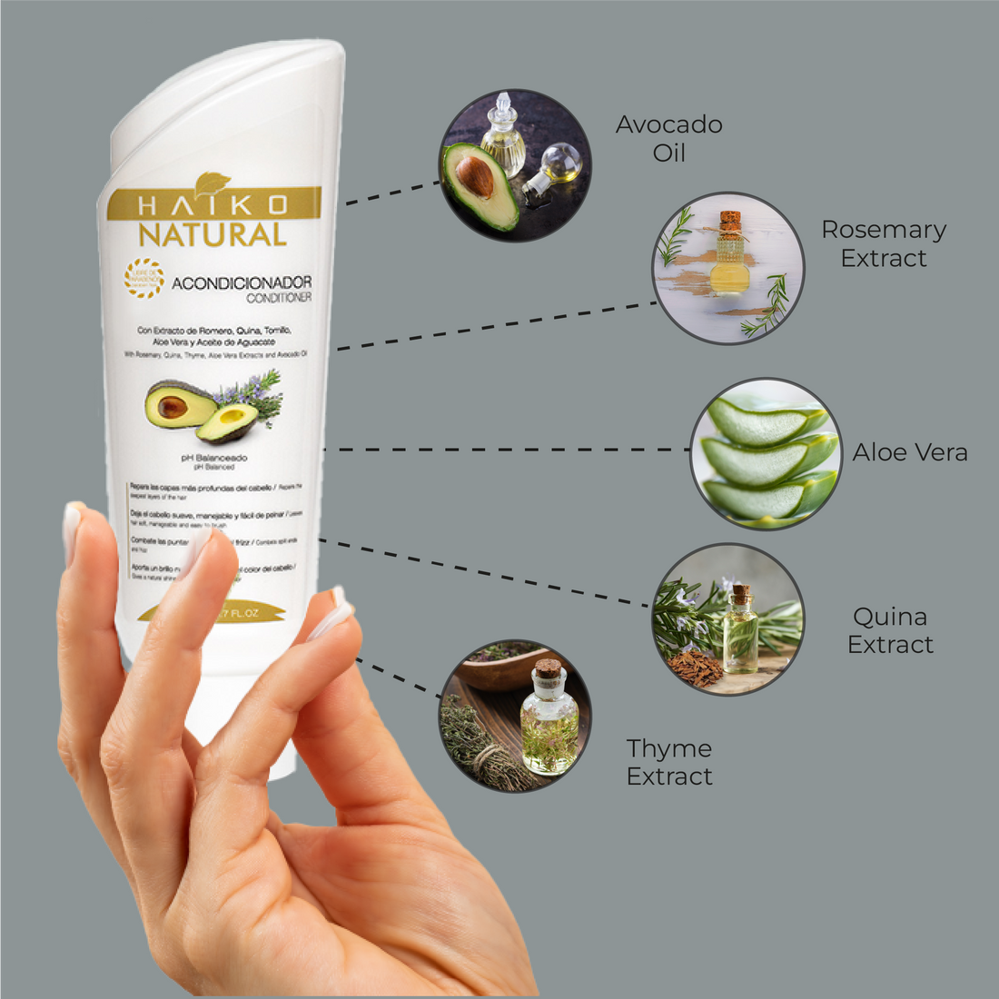 Conditioner with Avocado Oil and Natural Extracts - 200ml | Hydrates and Strengthens Hair | Salt-Free and Paraben-Free