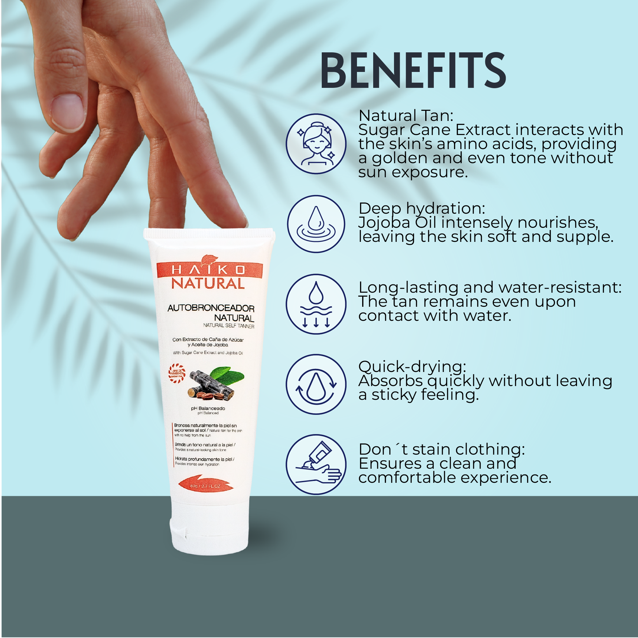 Natural Self-Tanner with Sugarcane Extract and Jojoba Oil - 80g | Even Tan and Deep Hydration | Paraben-Free