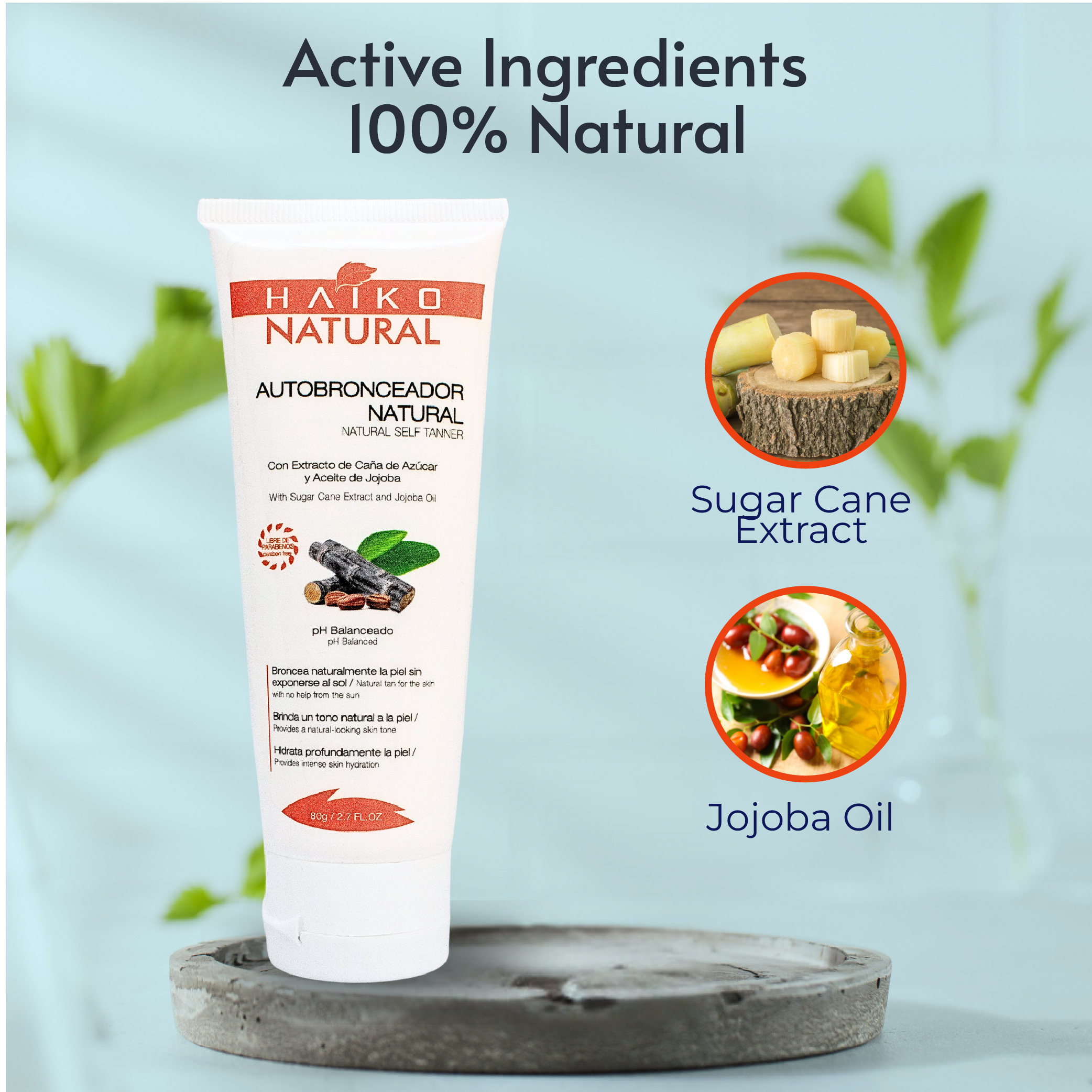 Natural Self-Tanner with Sugarcane Extract and Jojoba Oil - 80g | Even Tan and Deep Hydration | Paraben-Free