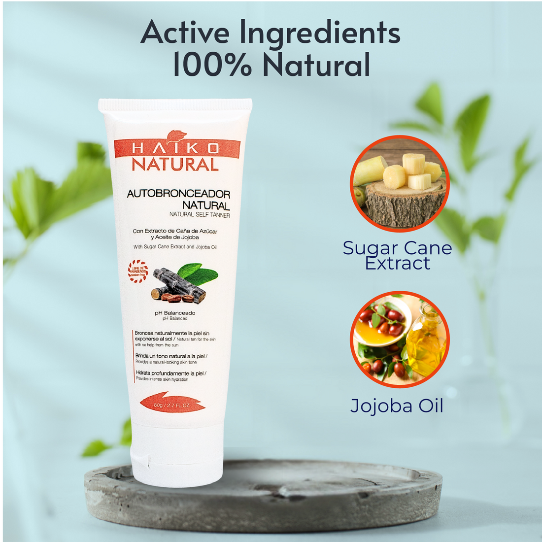 Natural Self-Tanner with Sugarcane Extract and Jojoba Oil - 80g | Even Tan and Deep Hydration | Paraben-Free