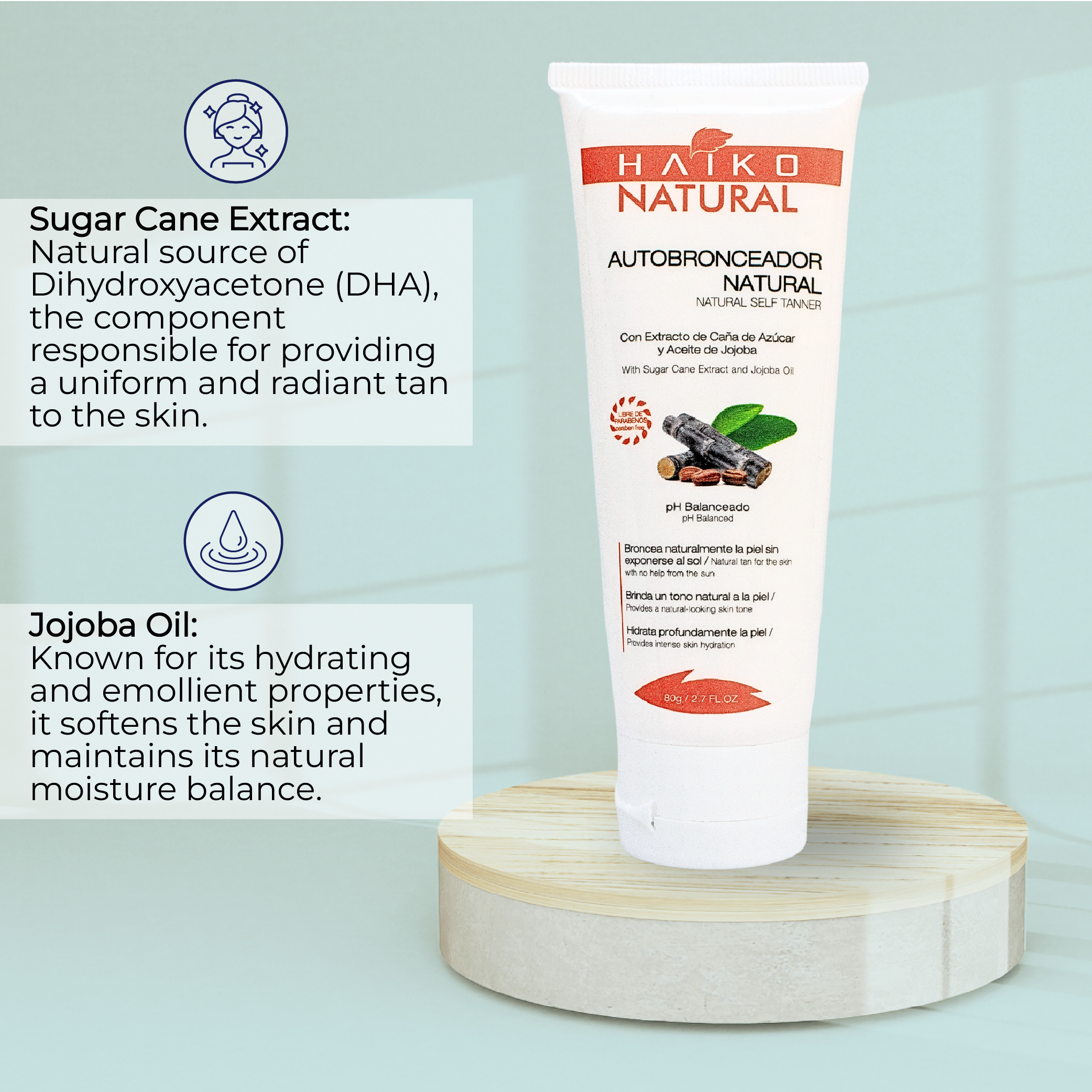 Natural Self-Tanner with Sugarcane Extract and Jojoba Oil - 80g | Even Tan and Deep Hydration | Paraben-Free