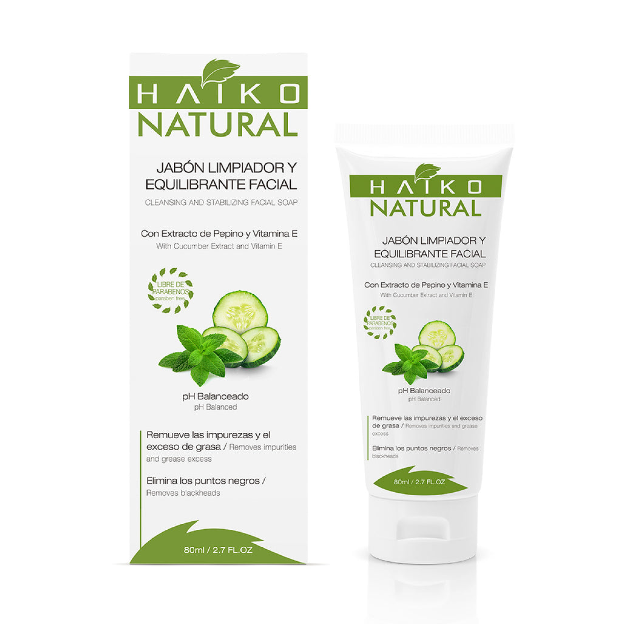 Facial Cleansing and Balancing Soap with Cucumber Extract and Vitamin E - 80g | Deep Cleanse and Gentle Exfoliation | pH-Balanced