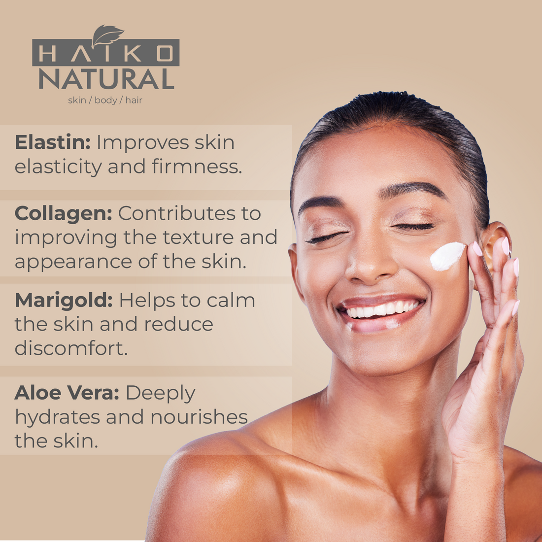 Moisturizing Face Care Cream with Elastin & Collagen - 50g | Deep Hydration & UV Protection | Paraben-Free