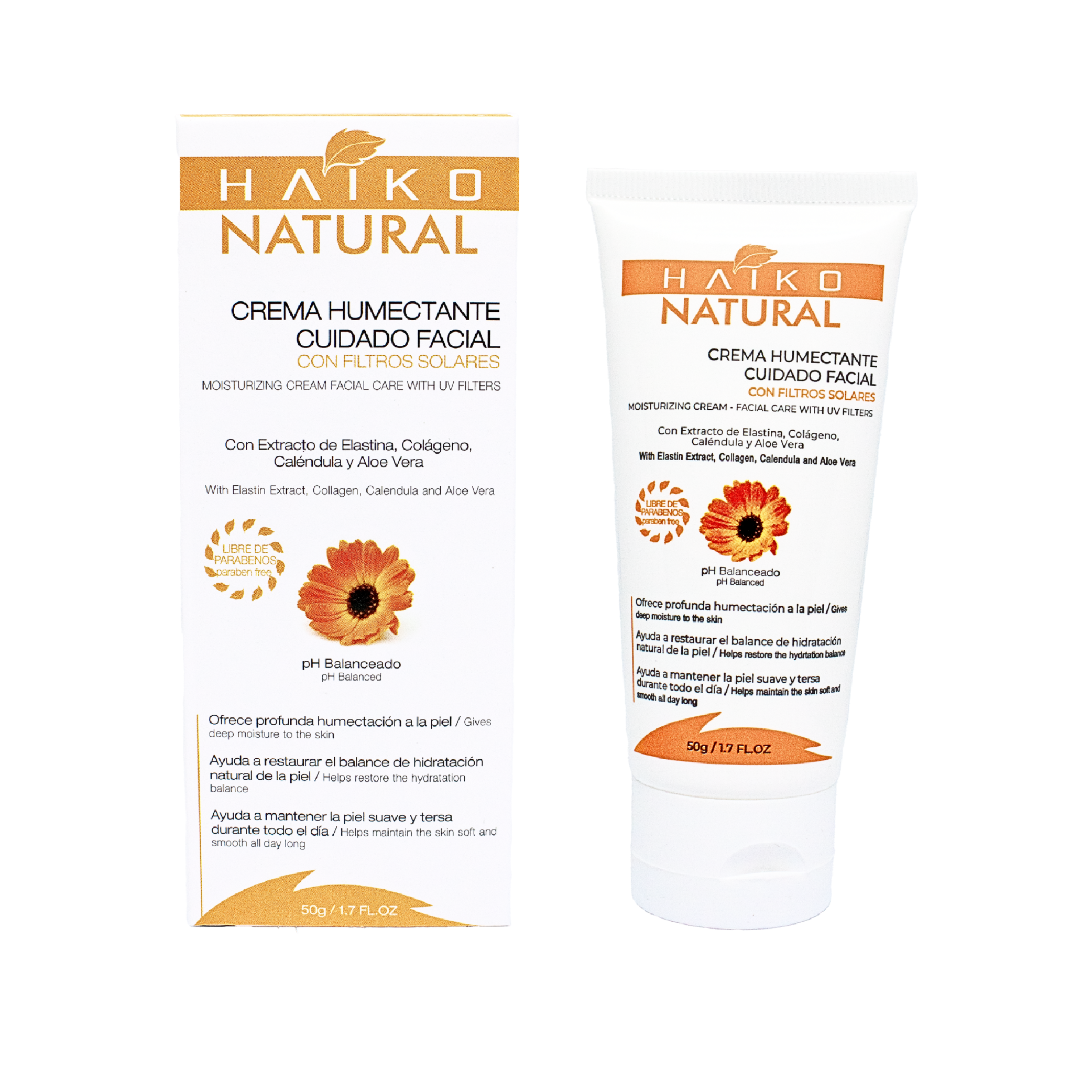 Moisturizing Face Care Cream with Elastin & Collagen - 50g | Deep Hydration & UV Protection | Paraben-Free