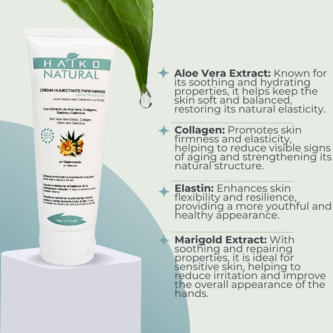 Moisturizing hand cream with Elastin and Collagen for soft and nourished skin – 80g | Hydrates and helps support skin care | Paraben-free