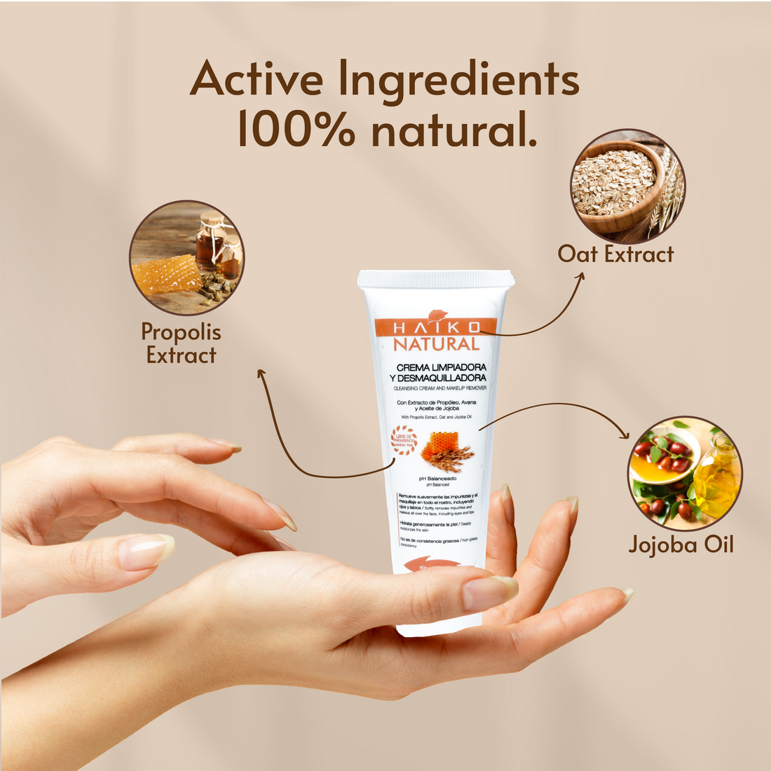 Cleansing and Makeup-Removing Cream with Propolis Extract, Oat, and Jojoba Oil - 80g | Gentle, Hydrating Cleanse | Paraben-Free