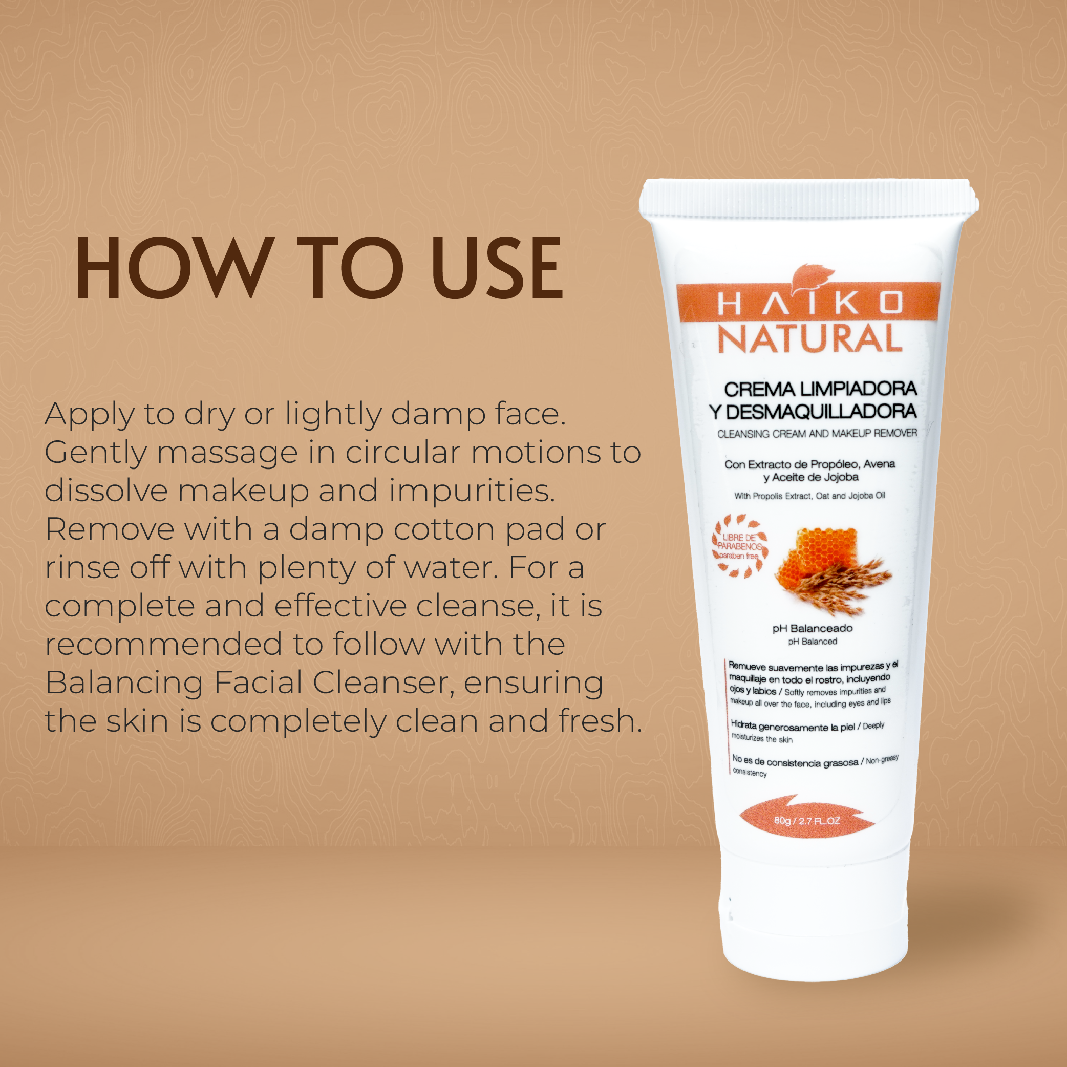 Cleansing and Makeup-Removing Cream with Propolis Extract, Oat, and Jojoba Oil - 80g | Gentle, Hydrating Cleanse | Paraben-Free