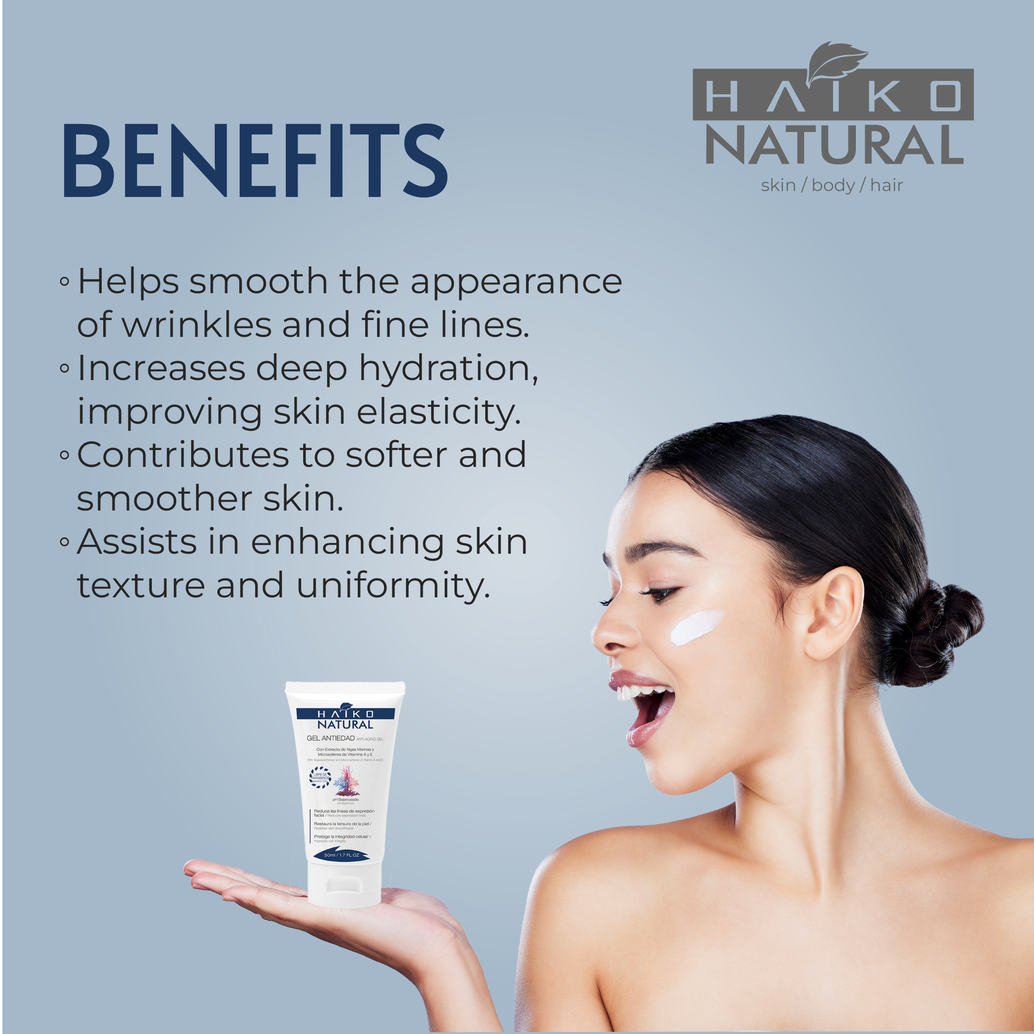 Anti-Aging Gel with Seaweed Extract and Vitamin A & E Microspheres - 50g | Helps Smooth Fine Lines | Deep Hydration | Paraben-Free