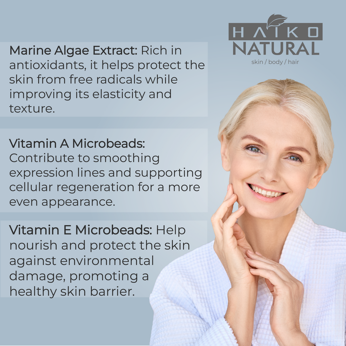 Anti-Aging Gel with Seaweed Extract and Vitamin A & E Microspheres - 50g | Helps Smooth Fine Lines | Deep Hydration | Paraben-Free