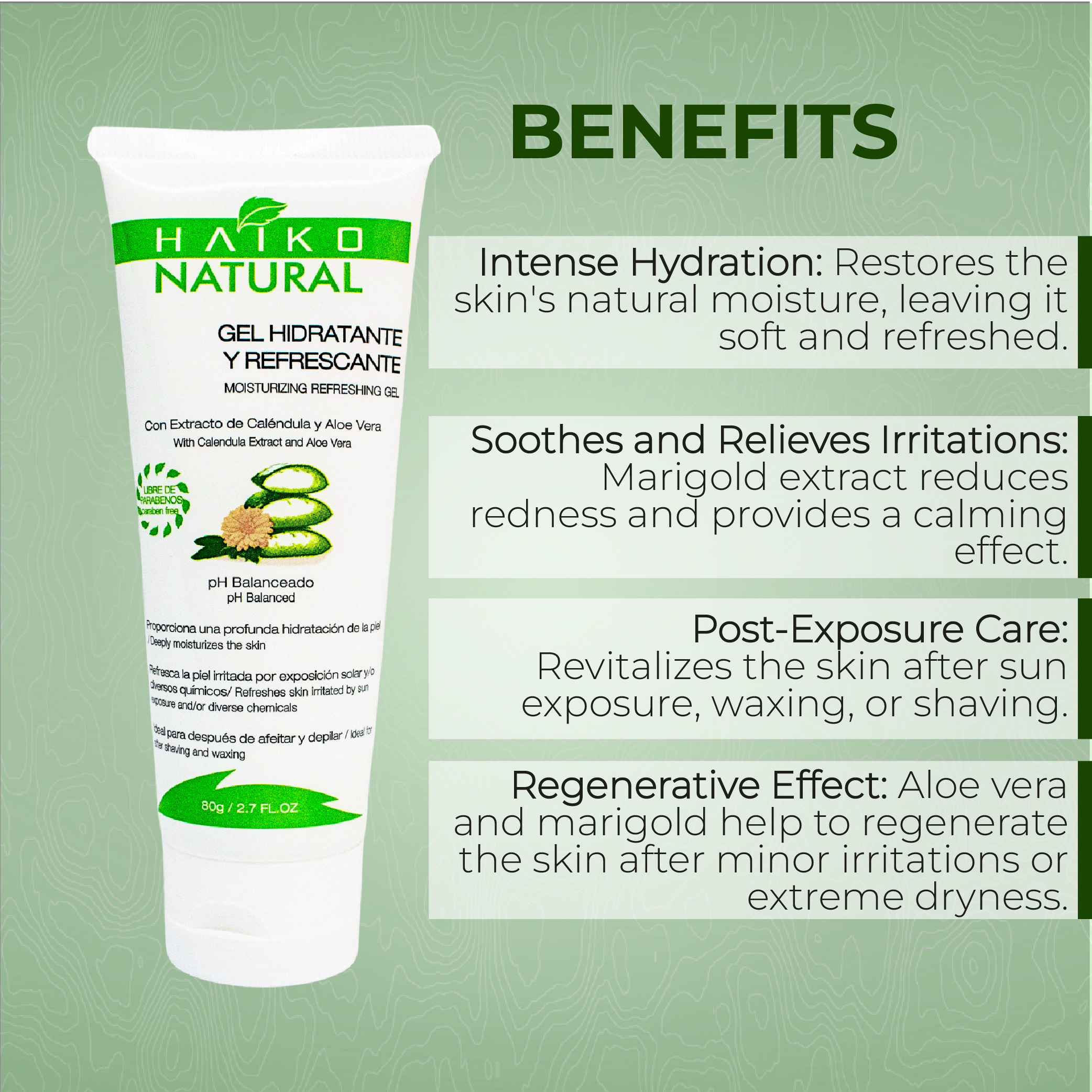 Hydrating and Refreshing Gel with Calendula and Aloe Vera Extract - 80g | Helps Soothe and Support Skin Regeneration | Paraben-Free