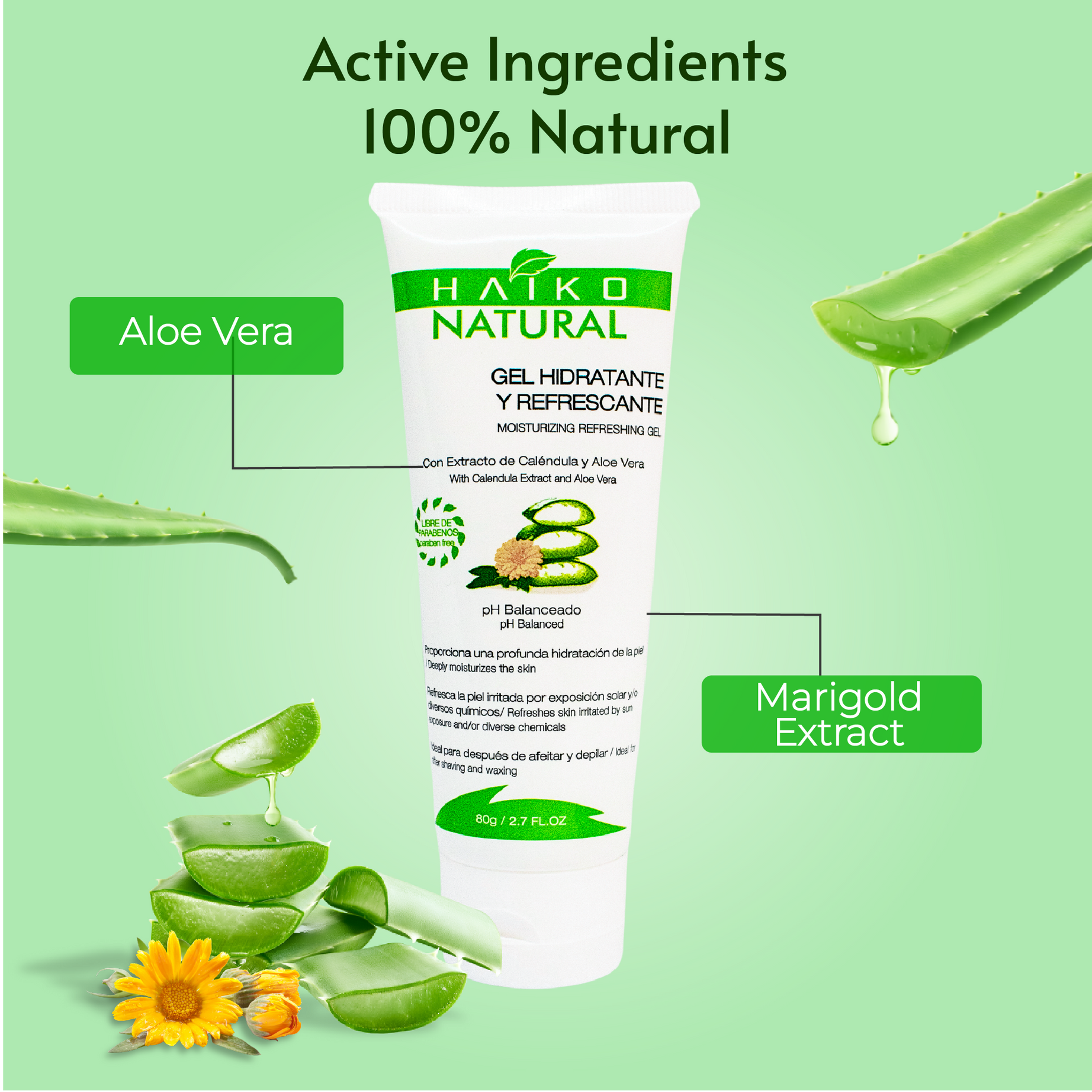 Hydrating and Refreshing Gel with Calendula and Aloe Vera Extract - 80g | Helps Soothe and Support Skin Regeneration | Paraben-Free