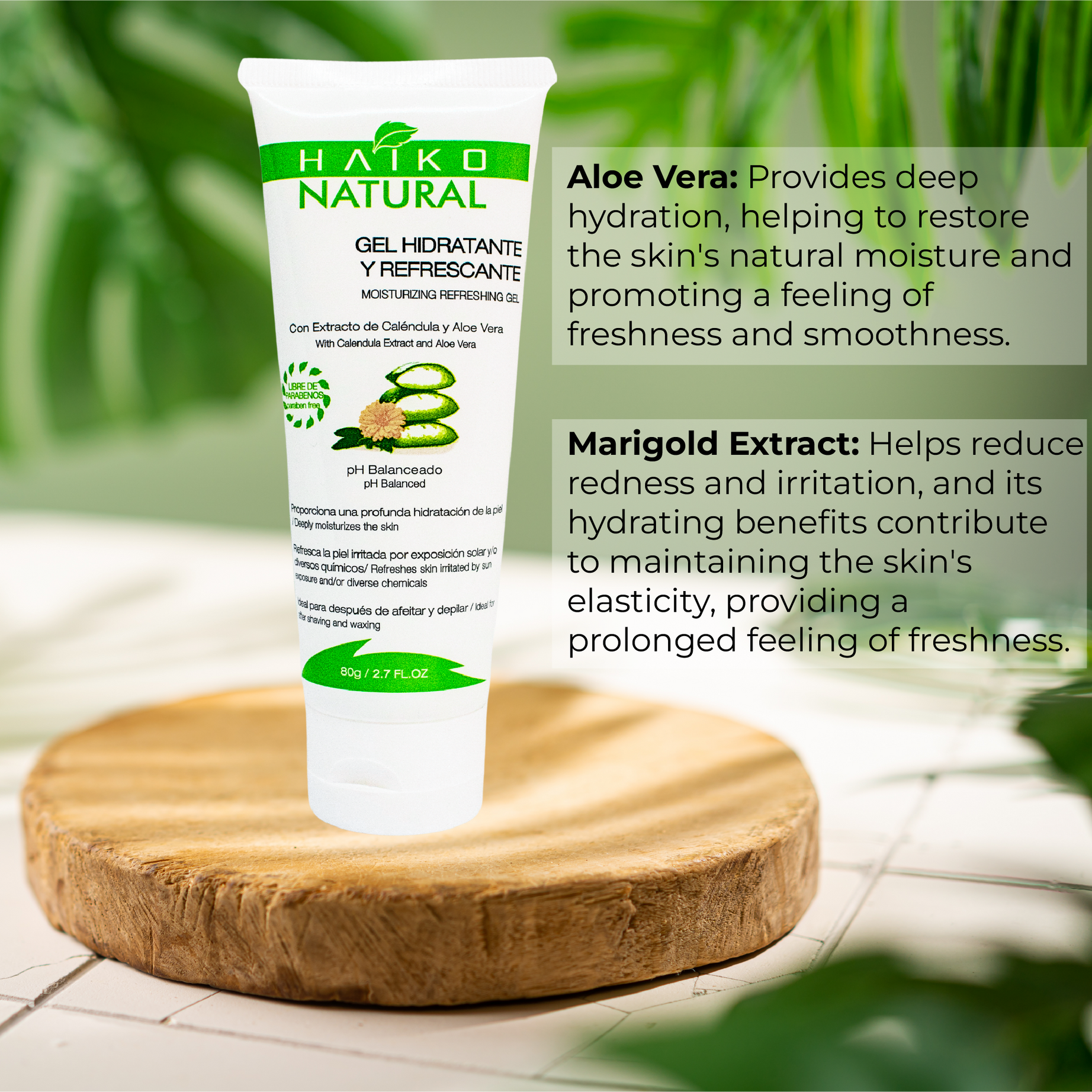 Hydrating and Refreshing Gel with Calendula and Aloe Vera Extract - 80g | Helps Soothe and Support Skin Regeneration | Paraben-Free