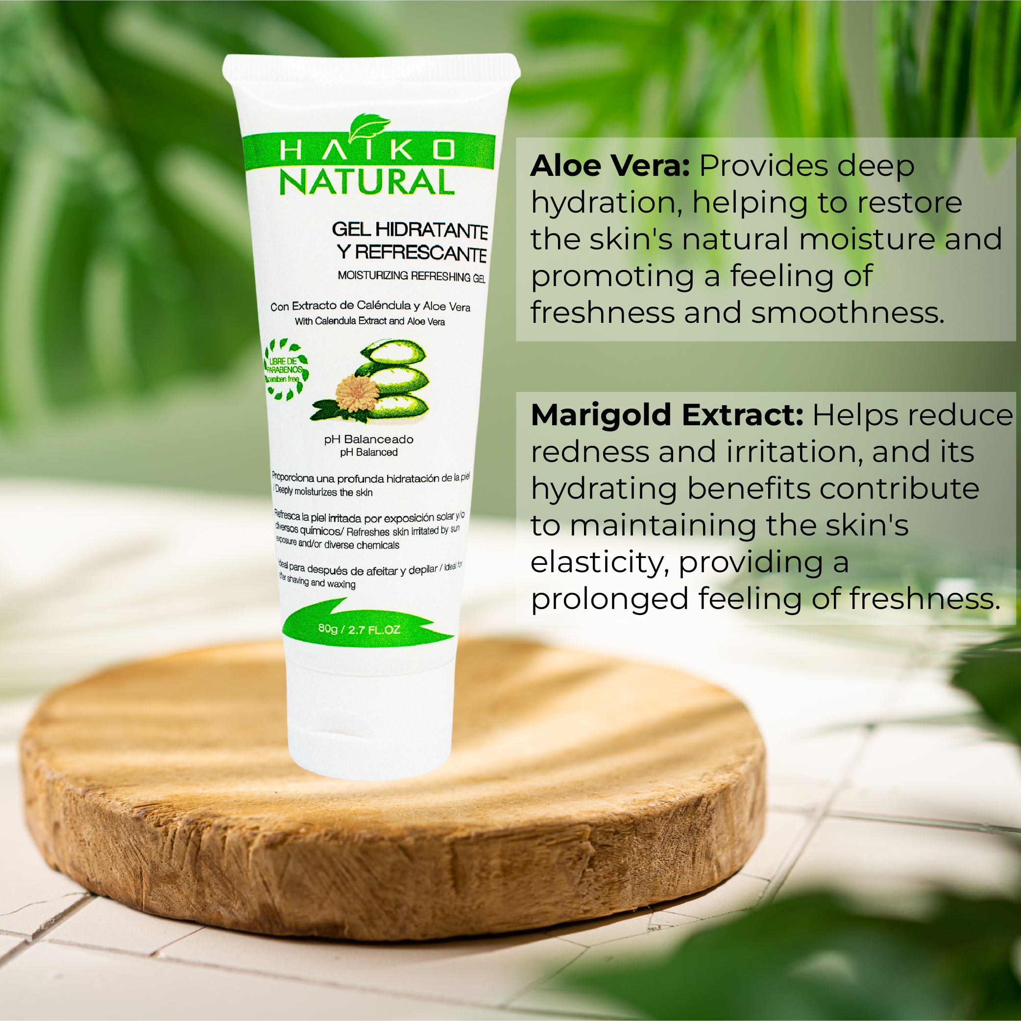 Hydrating and Refreshing Gel with Calendula and Aloe Vera Extract - 80g | Helps Soothe and Support Skin Regeneration | Paraben-Free