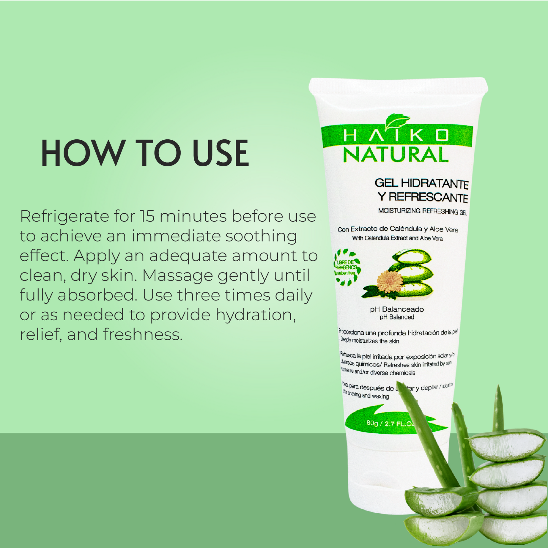 Hydrating and Refreshing Gel with Calendula and Aloe Vera Extract - 80g | Helps Soothe and Support Skin Regeneration | Paraben-Free