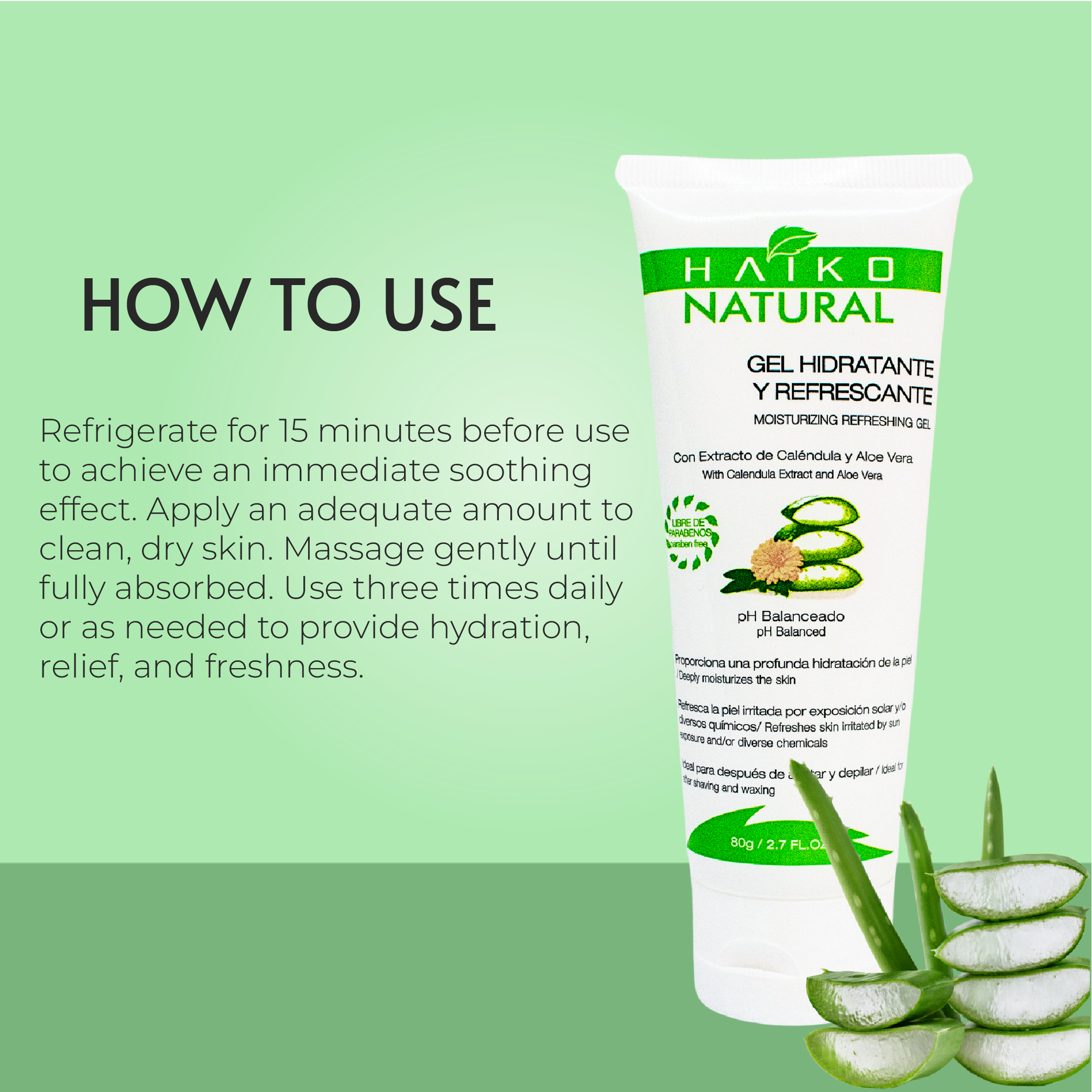 Hydrating and Refreshing Gel with Calendula and Aloe Vera Extract - 80g | Helps Soothe and Support Skin Regeneration | Paraben-Free