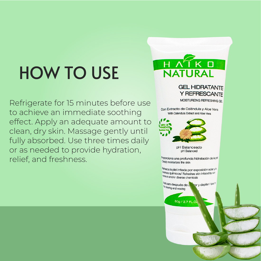 Hydrating and Refreshing Gel with Calendula and Aloe Vera Extract - 80g | Helps Soothe and Support Skin Regeneration | Paraben-Free