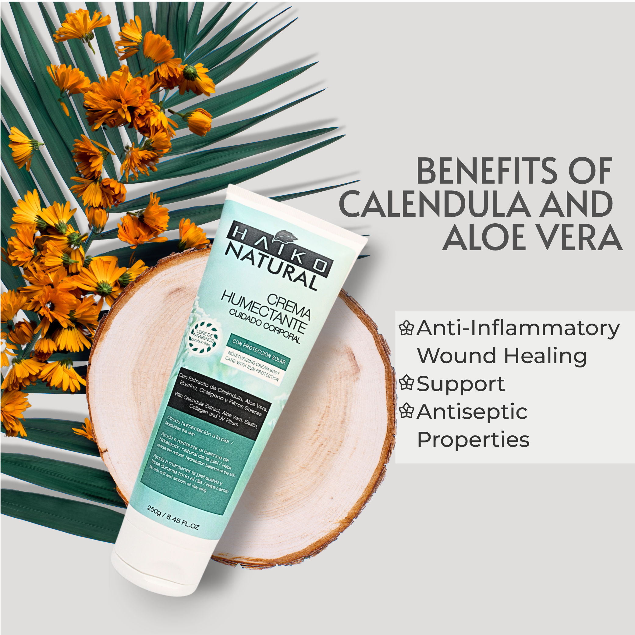 Moisturizing Body Care Cream with Sunscreen and Calendula - 250g | Deep Hydration and Advanced Protection
