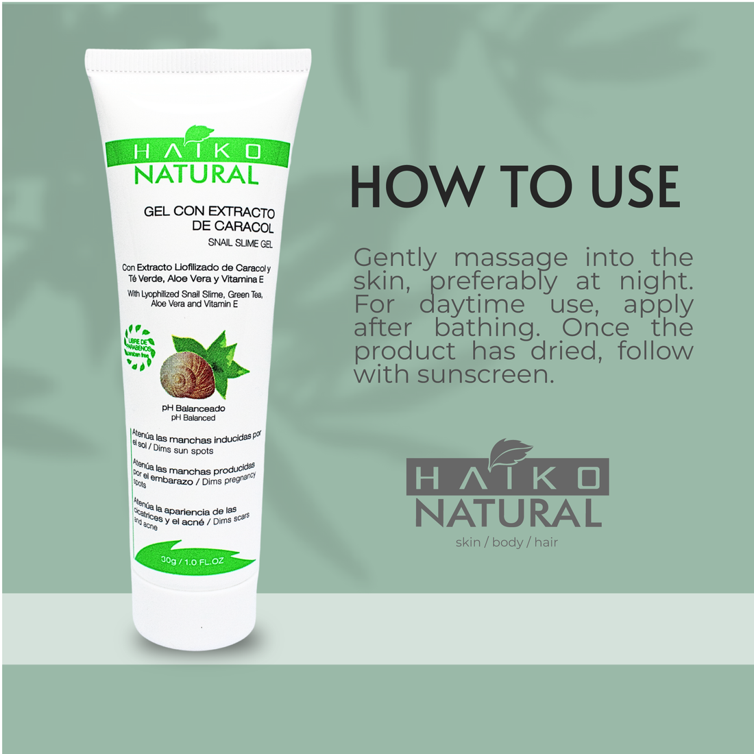 Snail Extract Gel - 30g | Helps Improve the Appearance of Spots and Scars | Paraben-Free