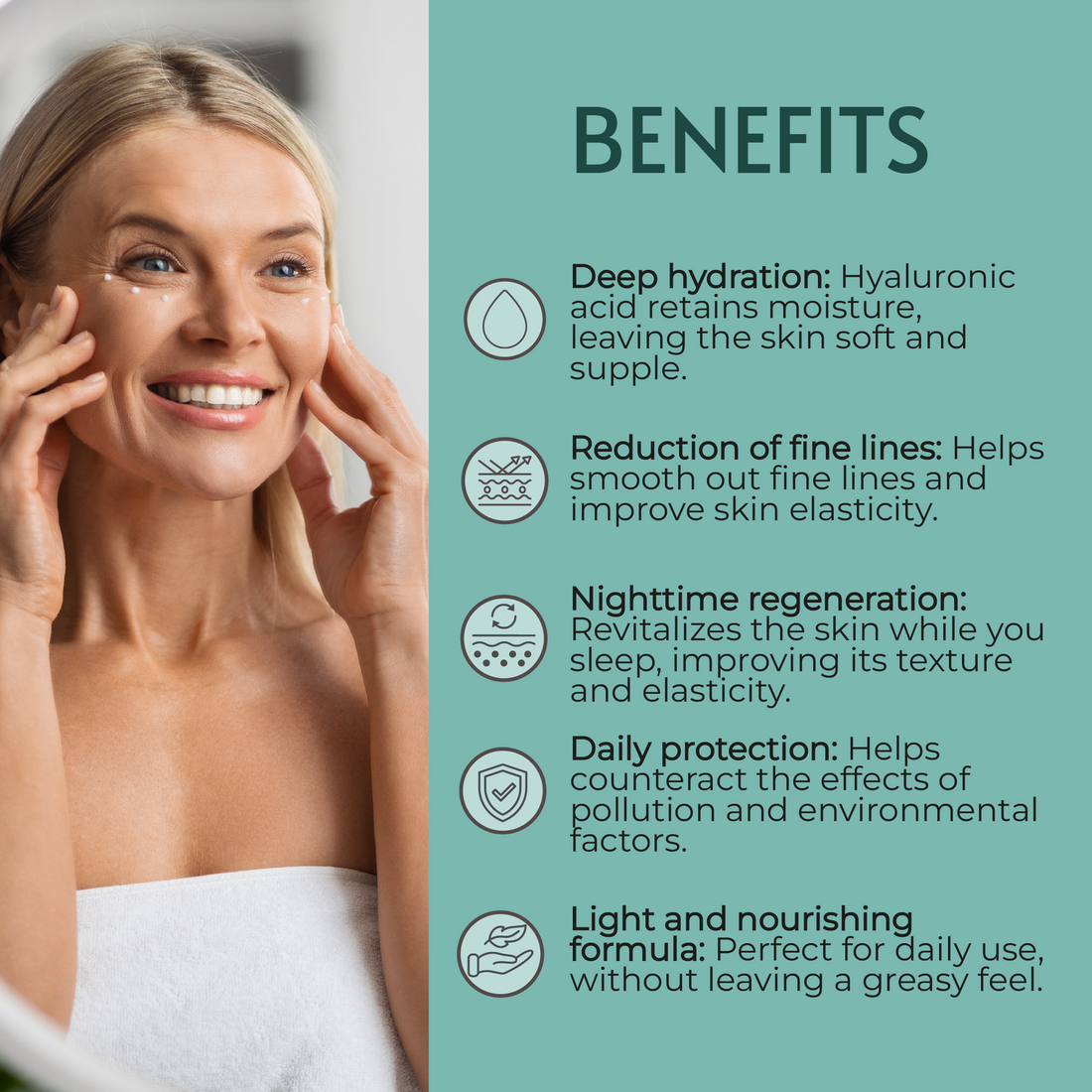 DUO ANTI-AGING FACIAL TREATMENT with 5% HYALURONIC ACID & COLLAGEN – Day & Night | Helps Smooth the Appearance of Fine Lines | Deep Hydration | PARABEN-FREE