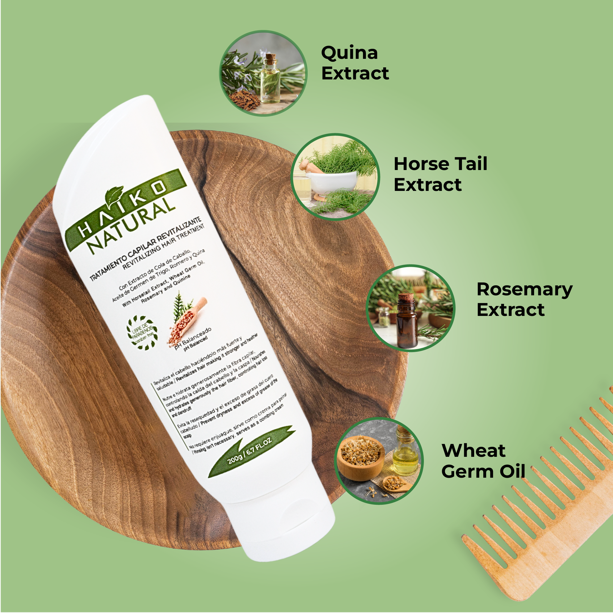 Revitalizing Hair Treatment with Horsetail Extract and Wheat Germ Oil - 200g | Strengthens and Nourishes Hair | Salt-Free and Paraben-Free