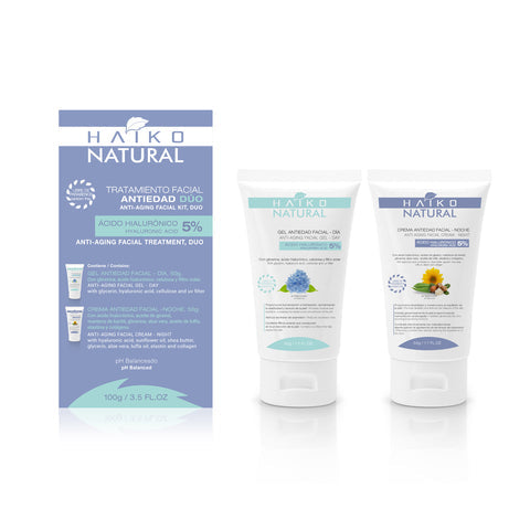 DUO ANTI-AGING FACIAL TREATMENT with 5% HYALURONIC ACID & COLLAGEN – Day & Night | Helps Smooth the Appearance of Fine Lines | Deep Hydration | PARABEN-FREE