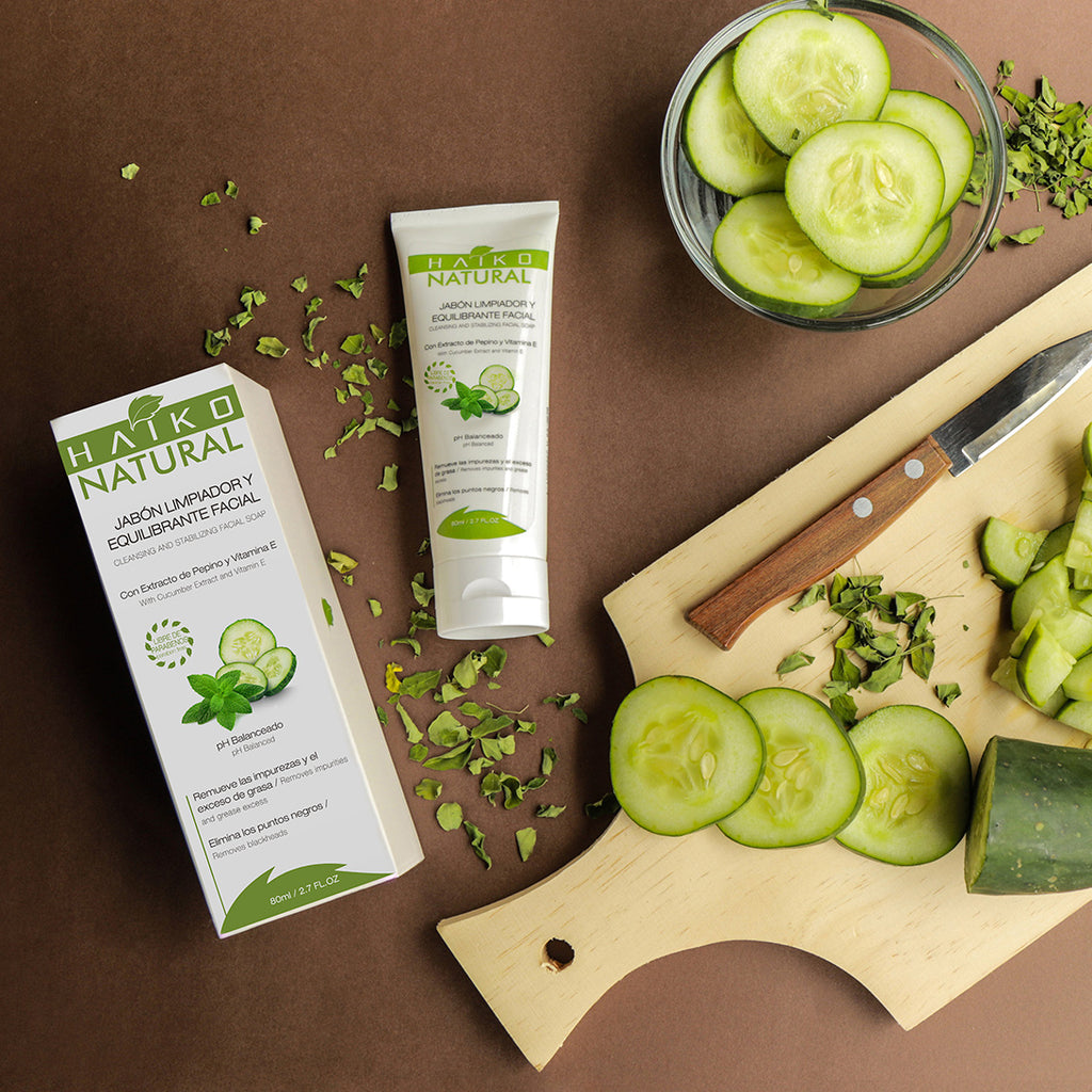 Facial Cleansing and Balancing Soap with Cucumber Extract and Vitamin E - 80g | Deep Cleanse and Gentle Exfoliation | pH-Balanced